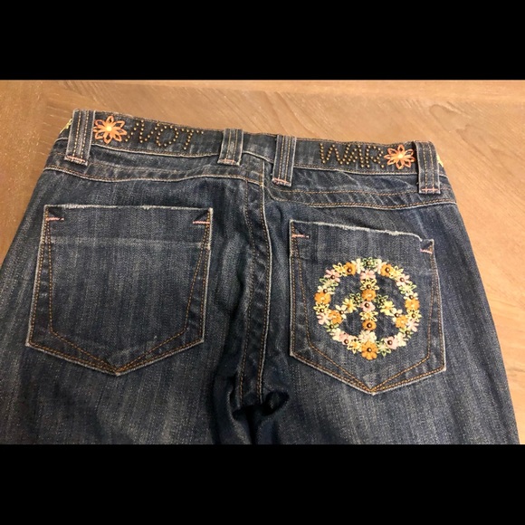 VIGOSS MAKE LOVE NOT WAR JEANS 28 $65 NEW - Picture 13 of 13